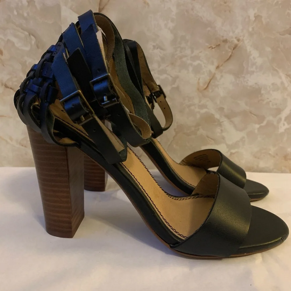 Splendid Jena 7.5 leather weave ankle strap heel